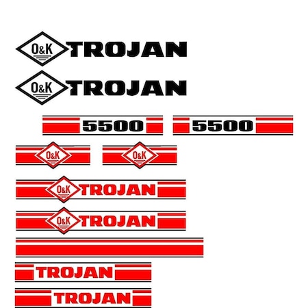 Aftermarket Trojan Wheel Loader 5500 Black And Red Decal Set with O And K Decals TRO5500DECALSET